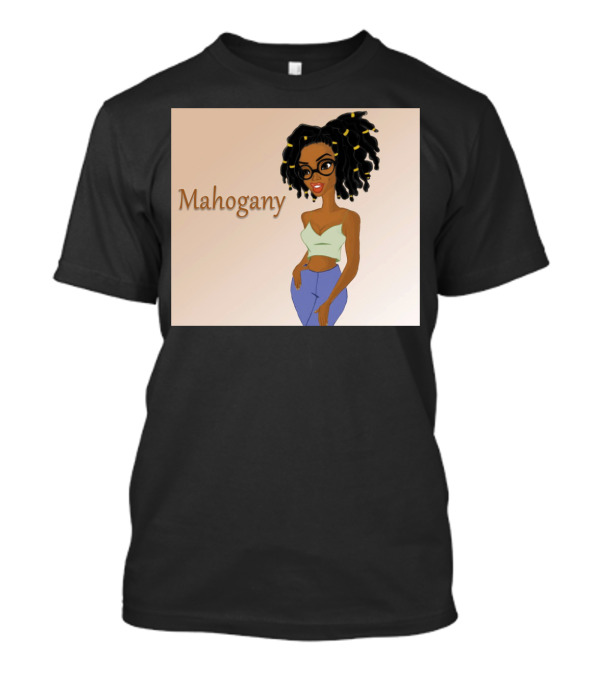 Mahogany Beautiful Woman With Glasses And Curly Hair T-Shirt