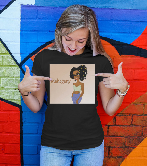 Mahogany Beautiful Woman With Glasses And Curly Hair T-Shirt
