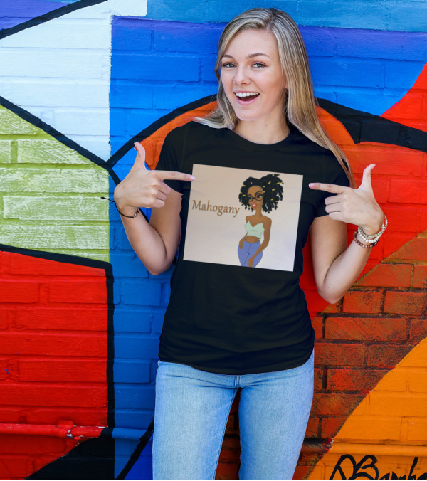 Mahogany Beautiful Woman With Glasses And Curly Hair T-Shirt