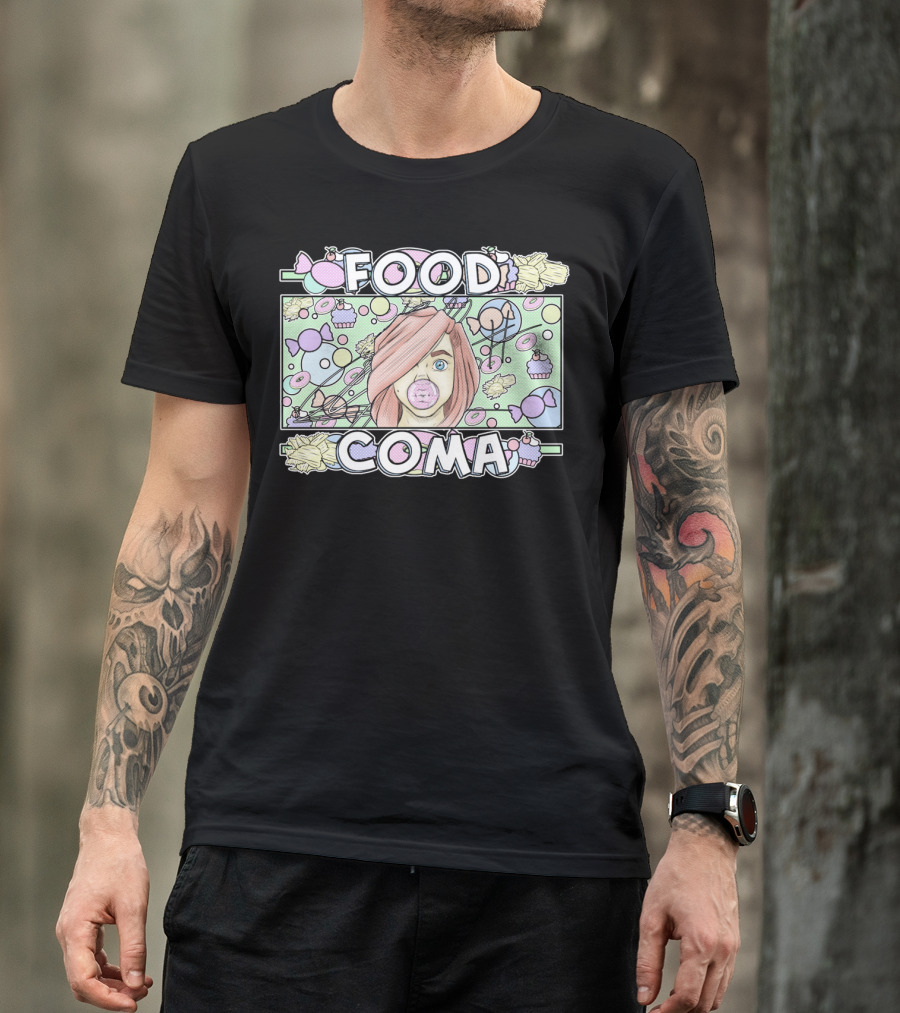 FOOD COMA Candy Bubblegum Girl With Sweets And Treats T-Shirt