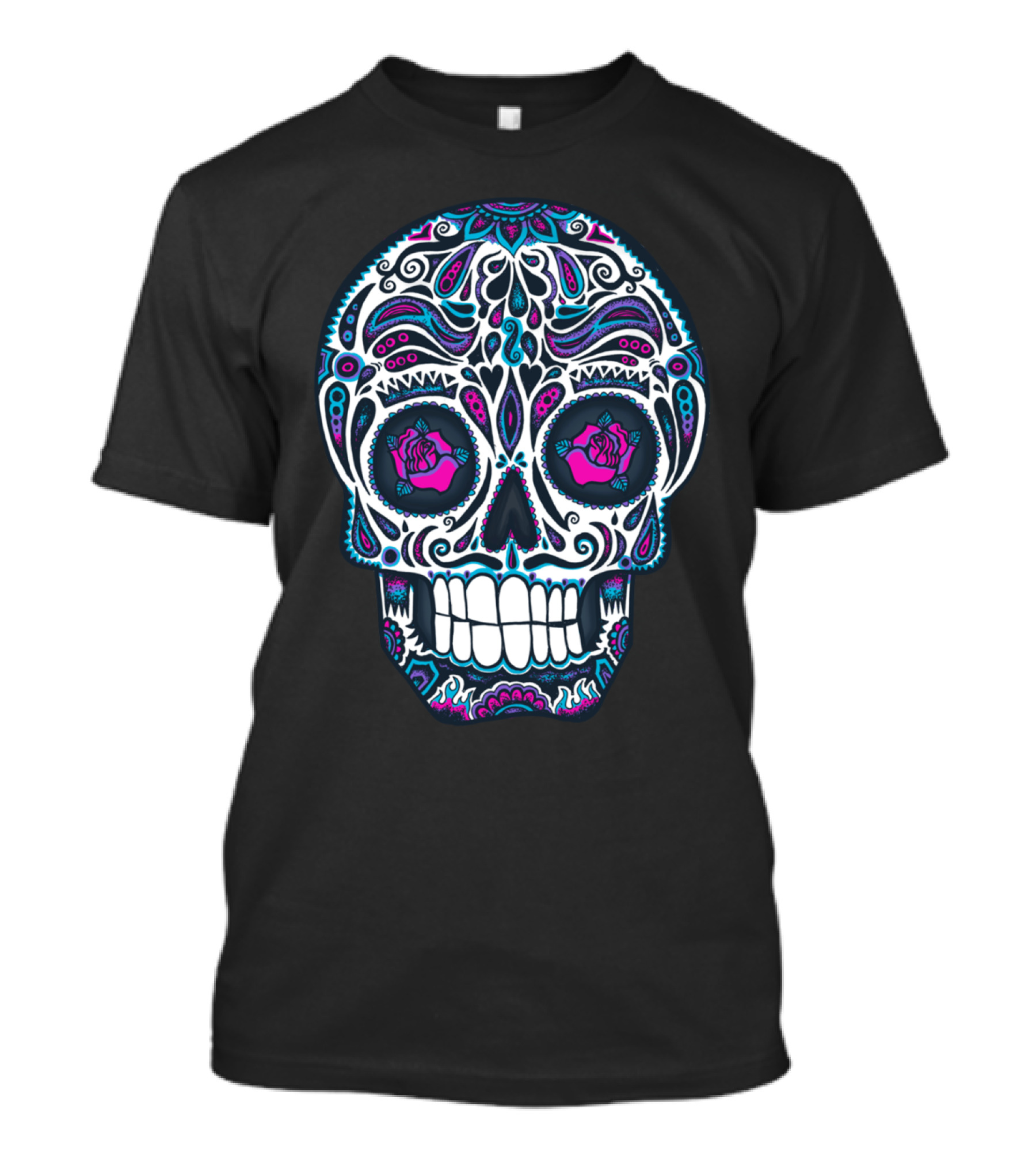 Calavera IV Neon Floral Skull T-Shirt