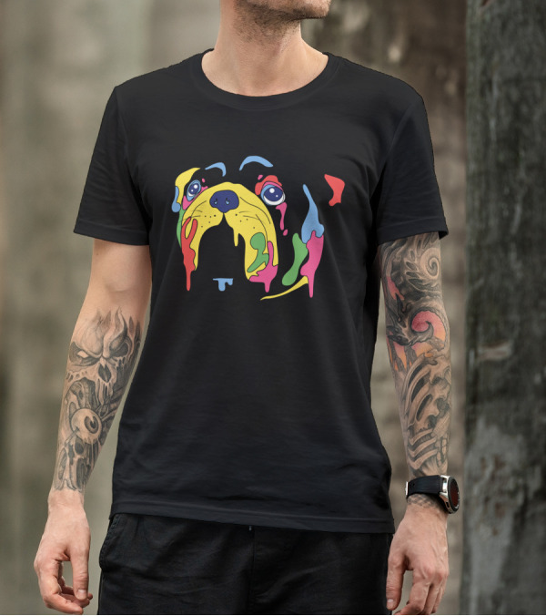 Sweet Colorful Paint Drops On Pug Face T-Shirt