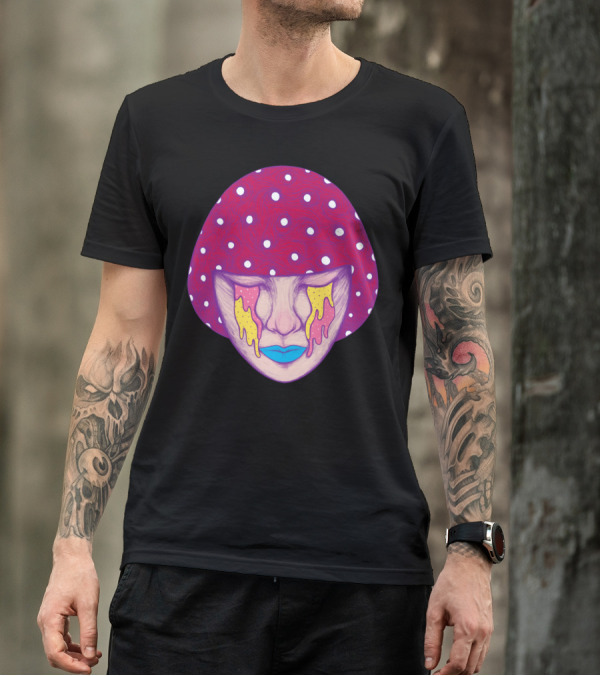 Sweet Sadness Polka Dot Mushroom Teardrop Face T-Shirt