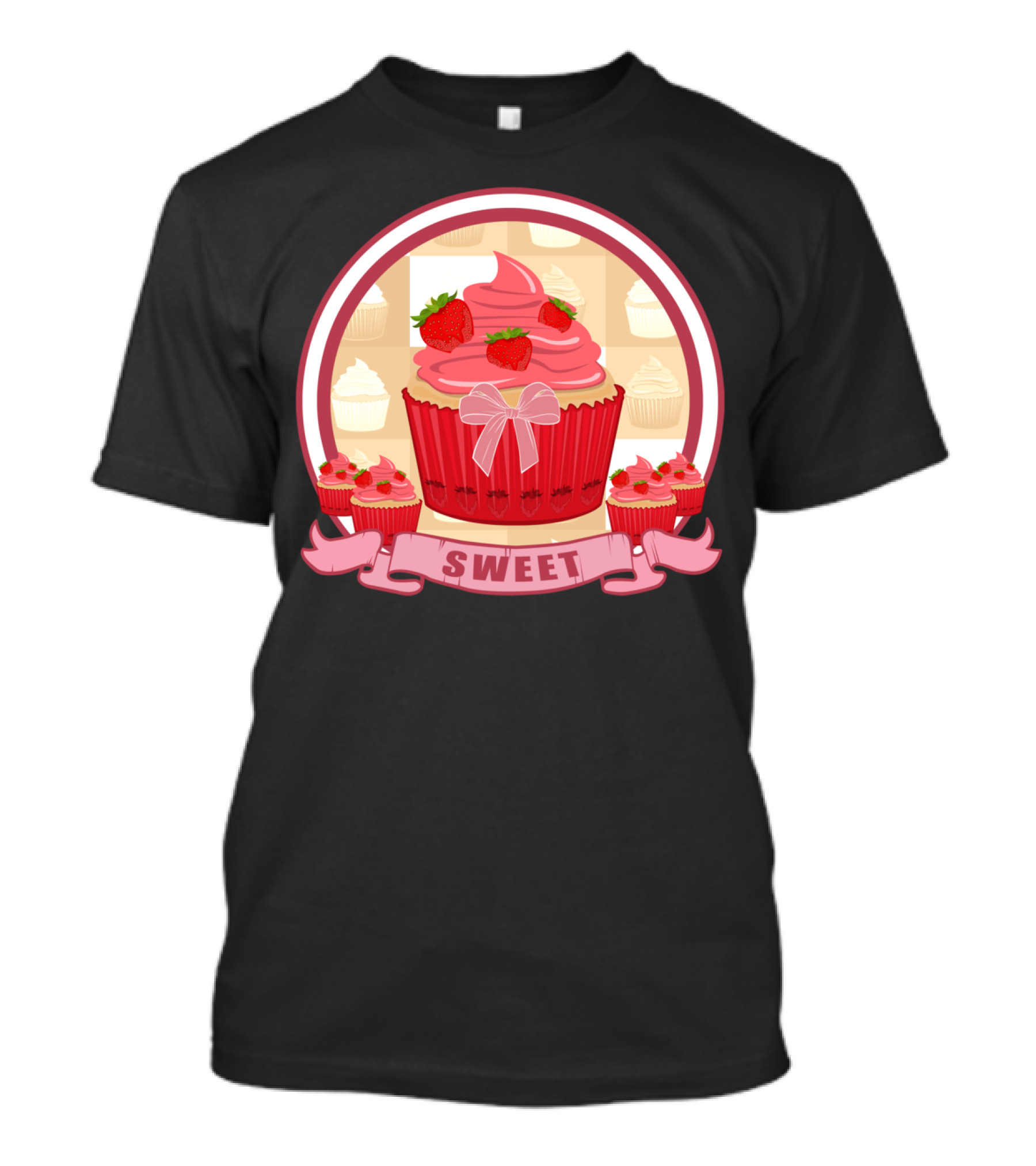 Sweet Strawberry Cupcake Delight With Pink Frosting And Bow T-Shirt