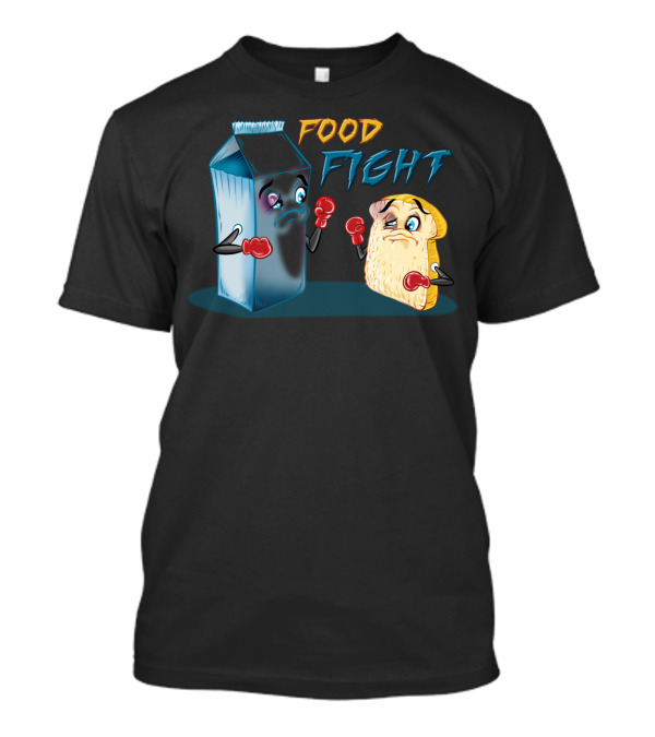 Food Fight Punny Cartoon Boxing Milk And Toast T-Shirt