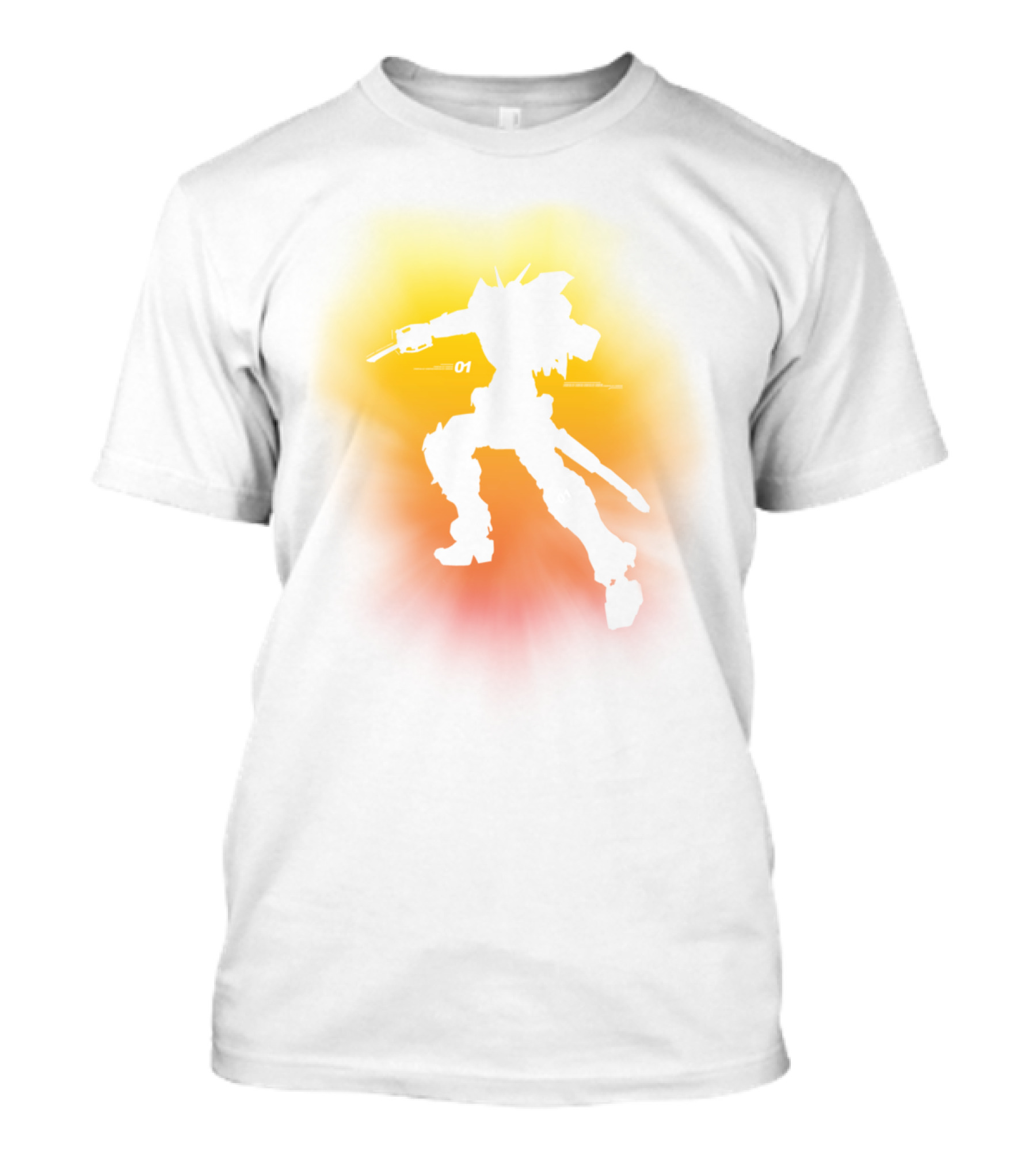 I Am A Robot 01 Silhouette In Dynamic Pose With Vibrant Background T-Shirt