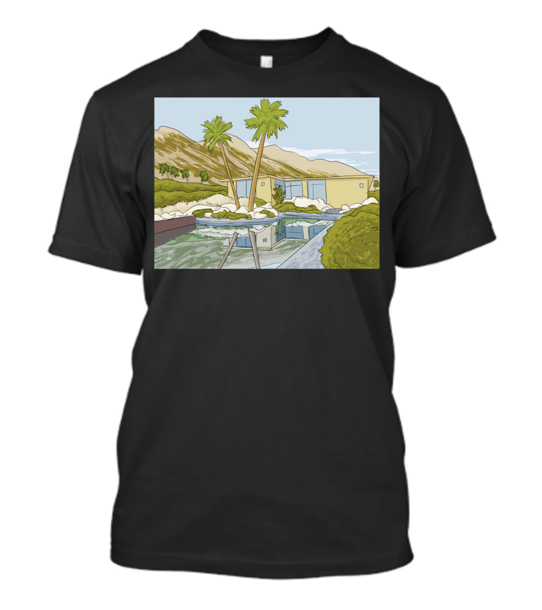 California Dreaming Oasis Palm Springs Architecture Retro Landscape T-Shirt