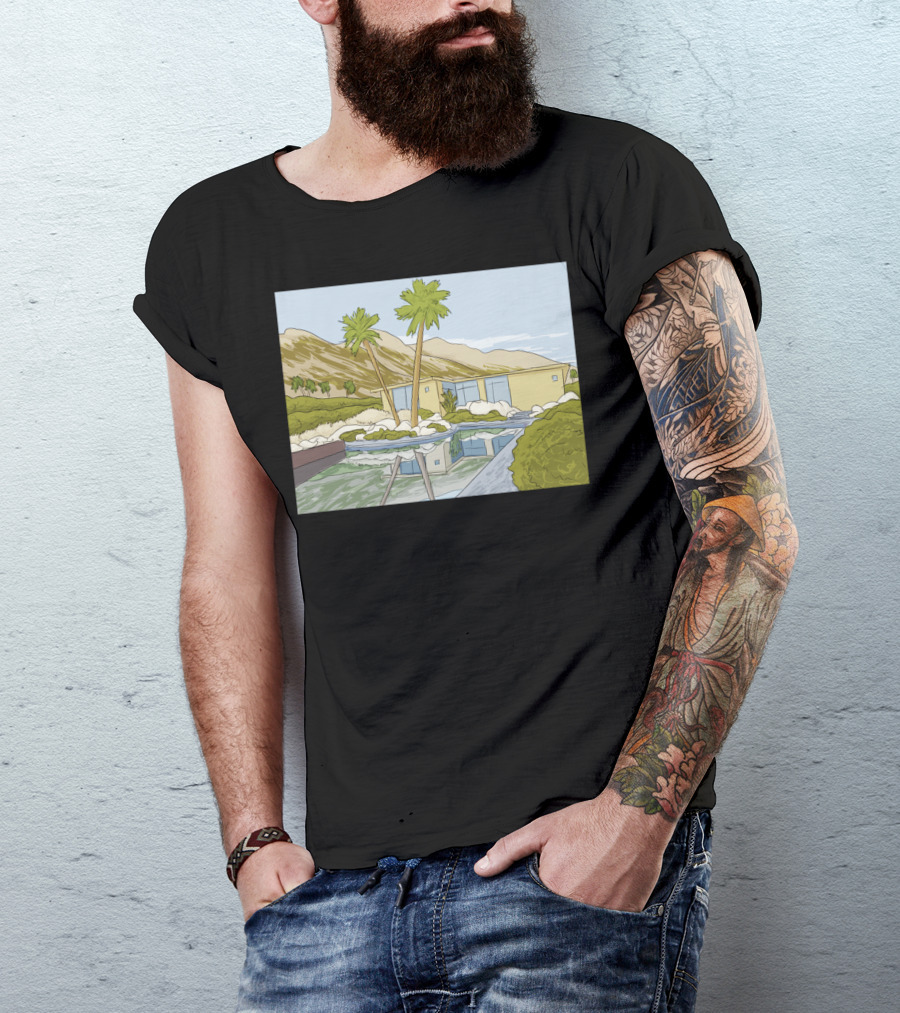California Dreaming Oasis Palm Springs Architecture Retro Landscape T-Shirt