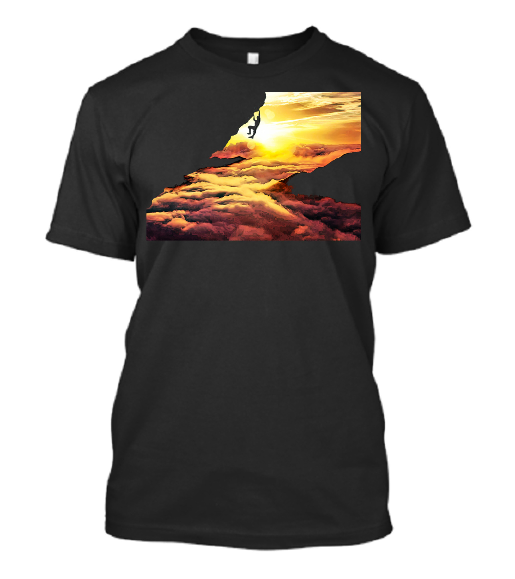 Extreme Climber Silhouette Against Vibrant Sunset And Clouds T-Shirt