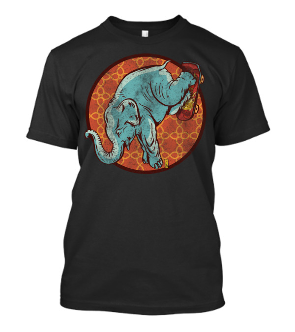 Extreme Elephant Skateboarding Circle T-Shirt