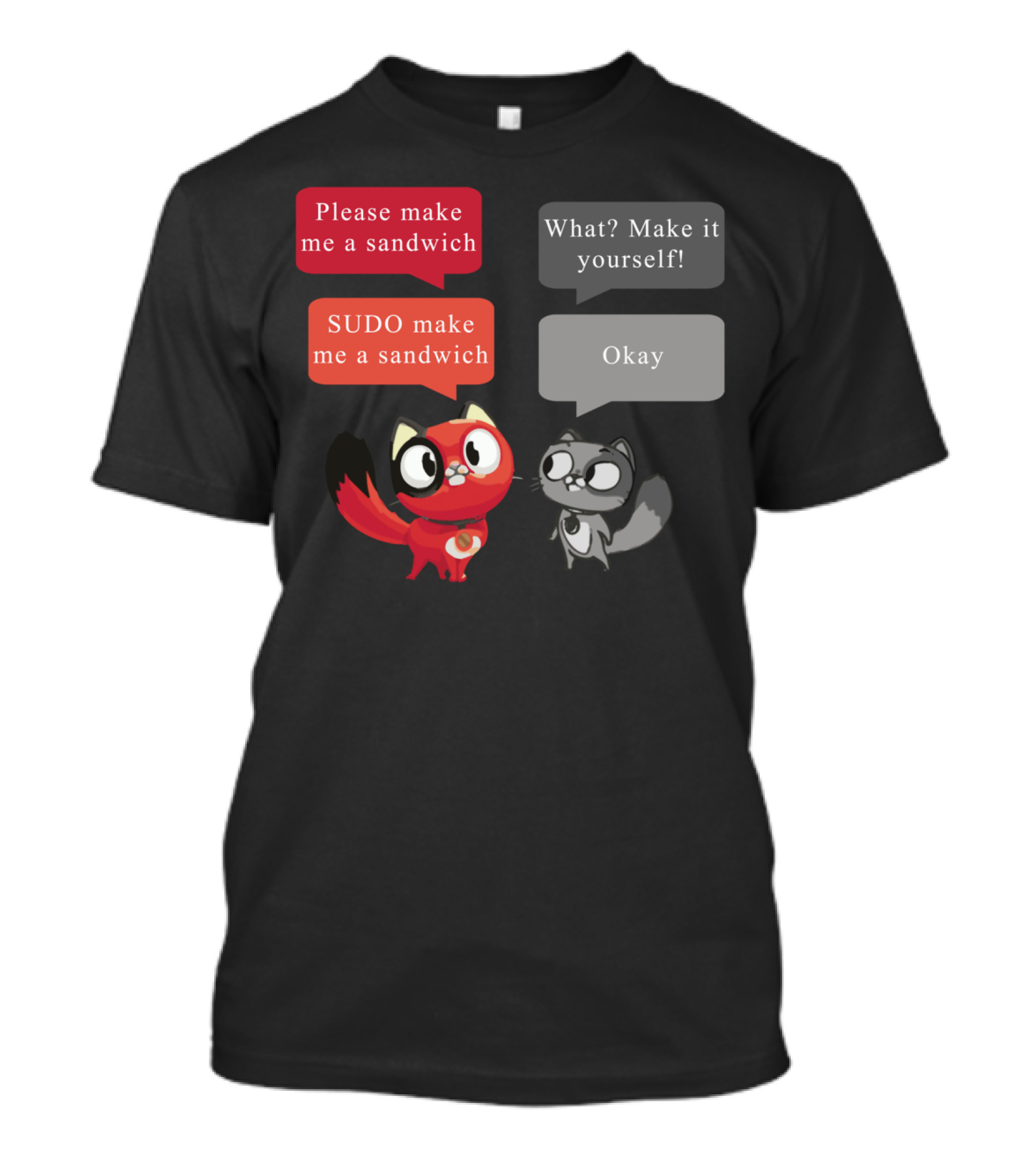 Please SUDO Make Me A Sandwich Comic Cats T-Shirt