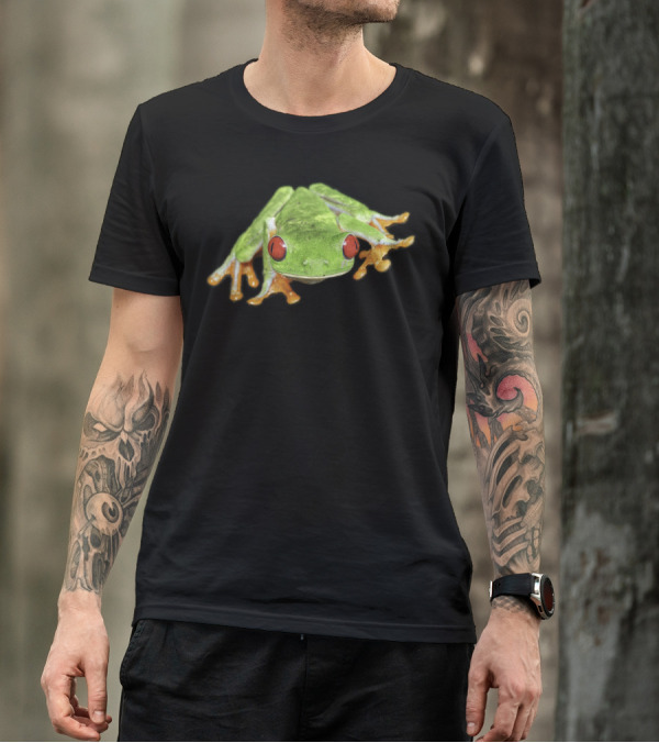 Red Eyed Tree Frog Bright Green And Orange Details T-Shirt