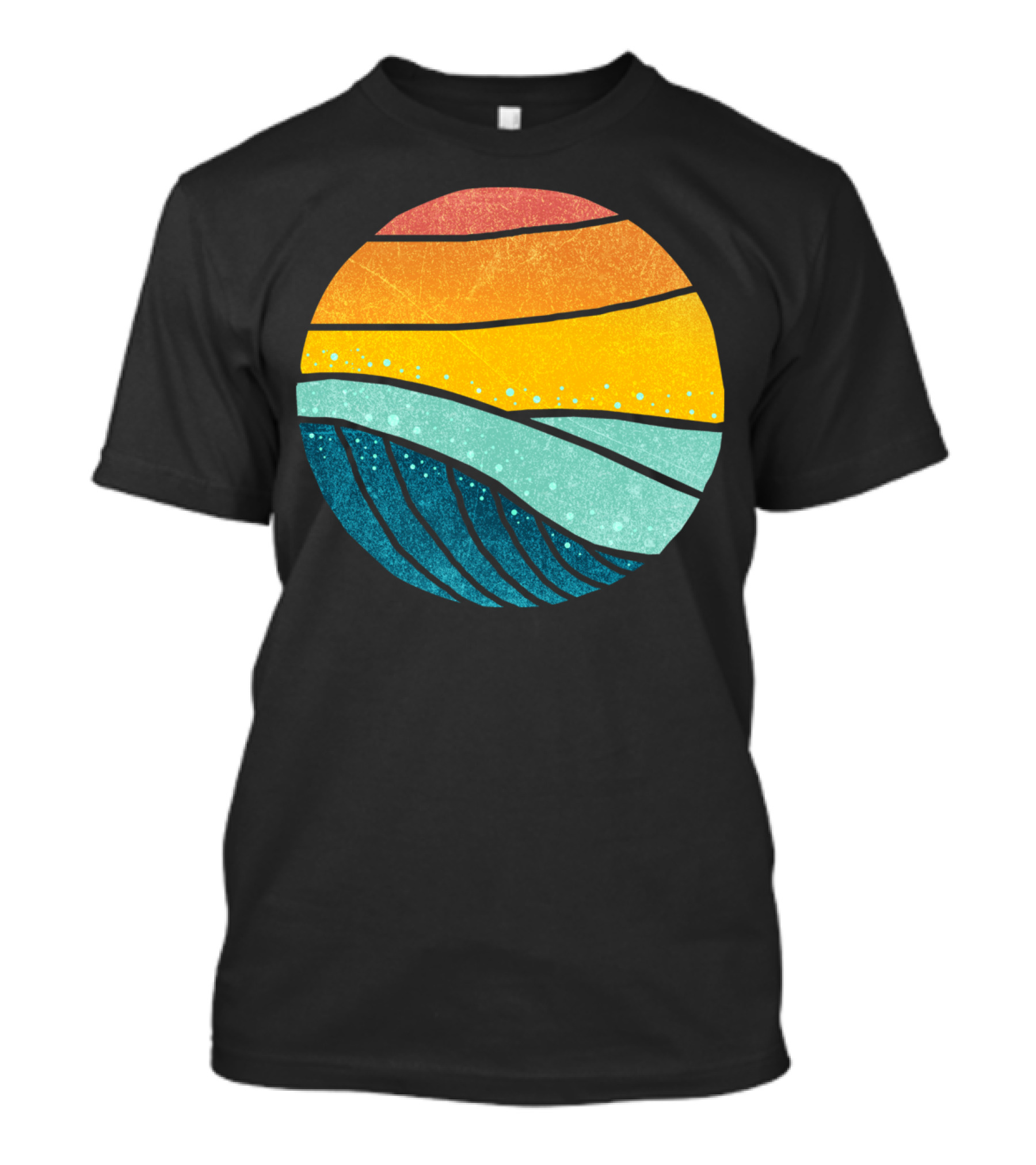 Vintage Ocean Waves And Sunset Tides Circle T-Shirt
