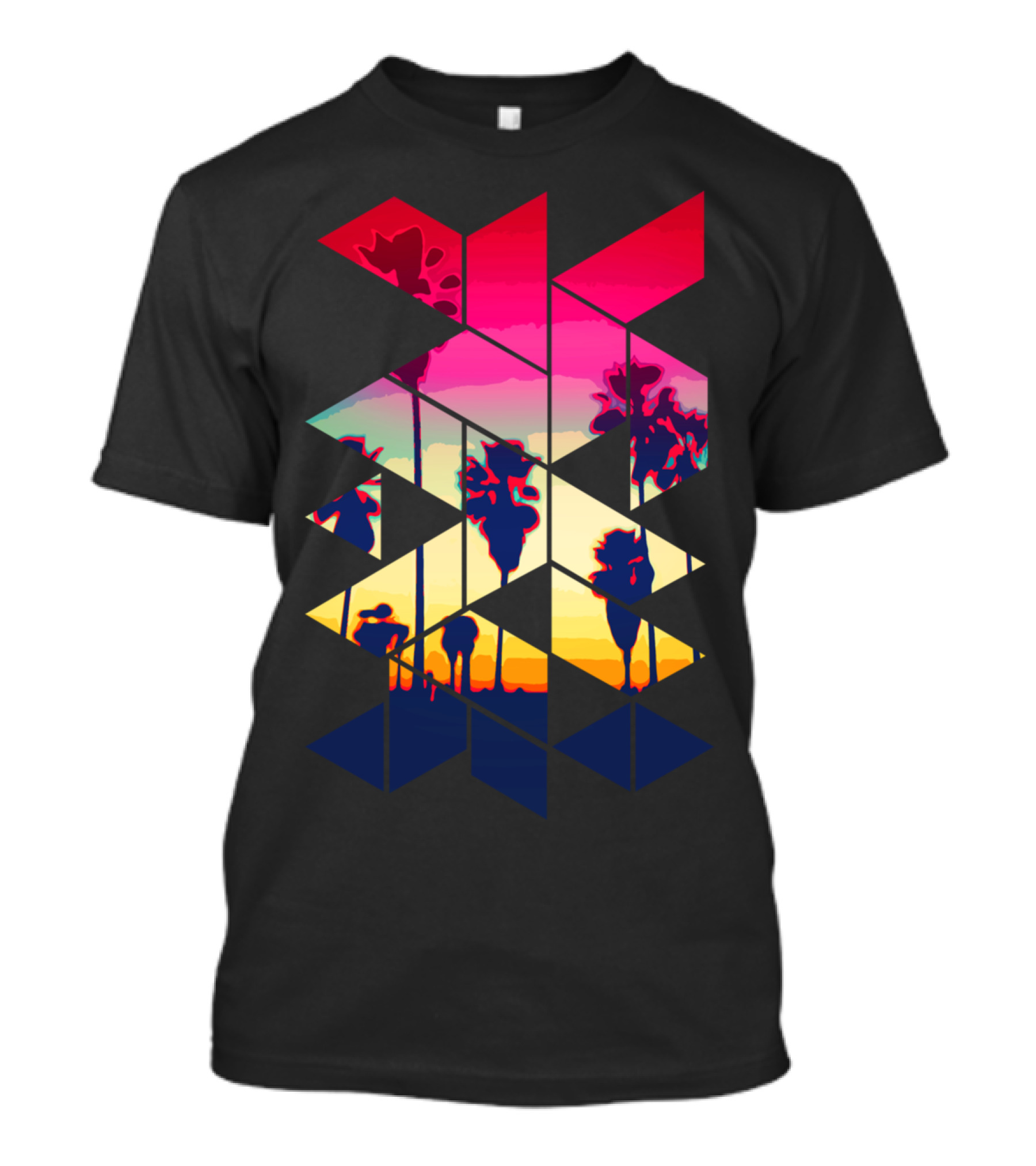 California Palm Beach Summer Sunset Geometry T-Shirt