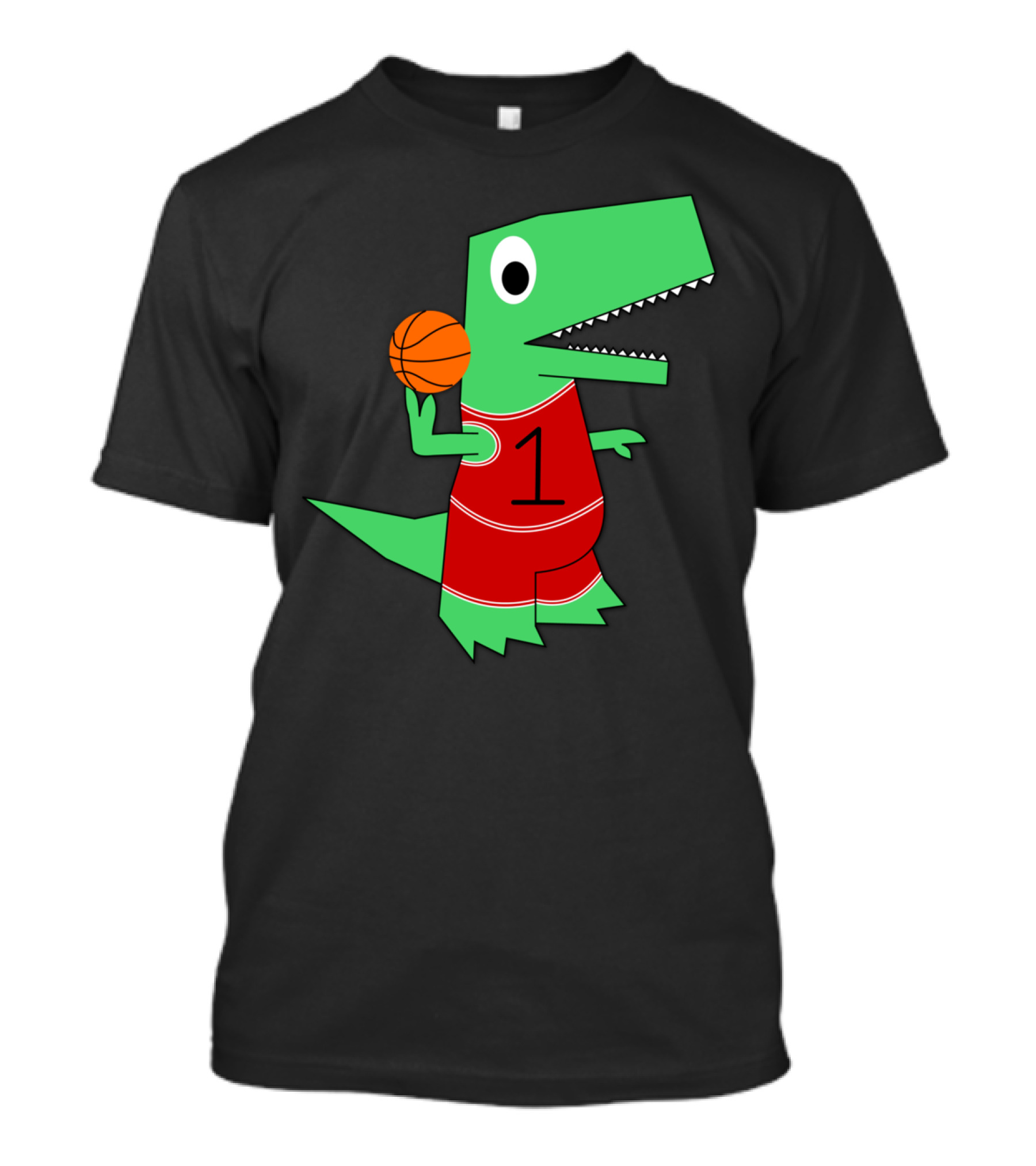 Dinosaur Baller Basketball Jersey Red Number 1 T-Shirt