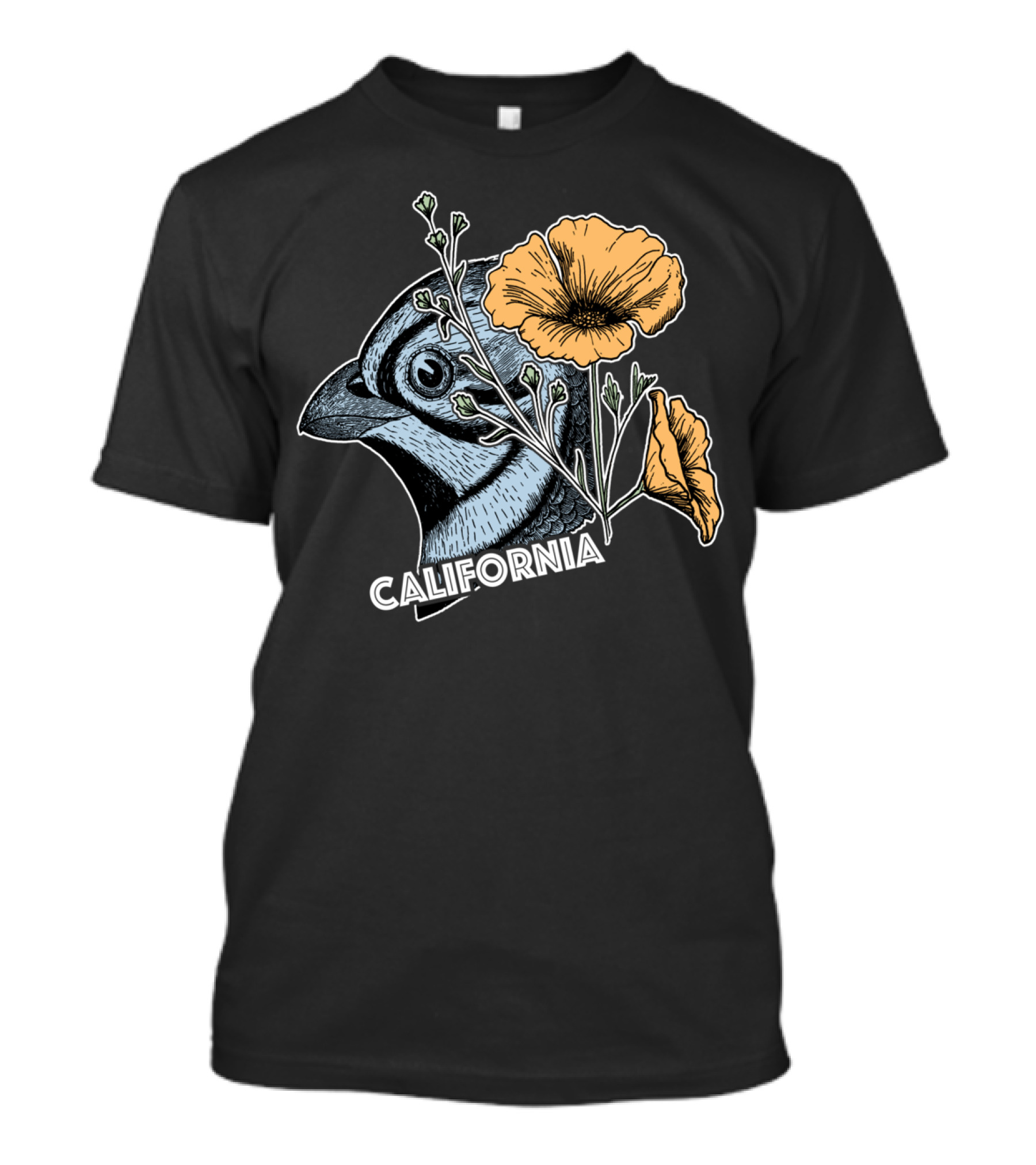 California Pride State Bird And Flower California Quail Poppy T-Shirt