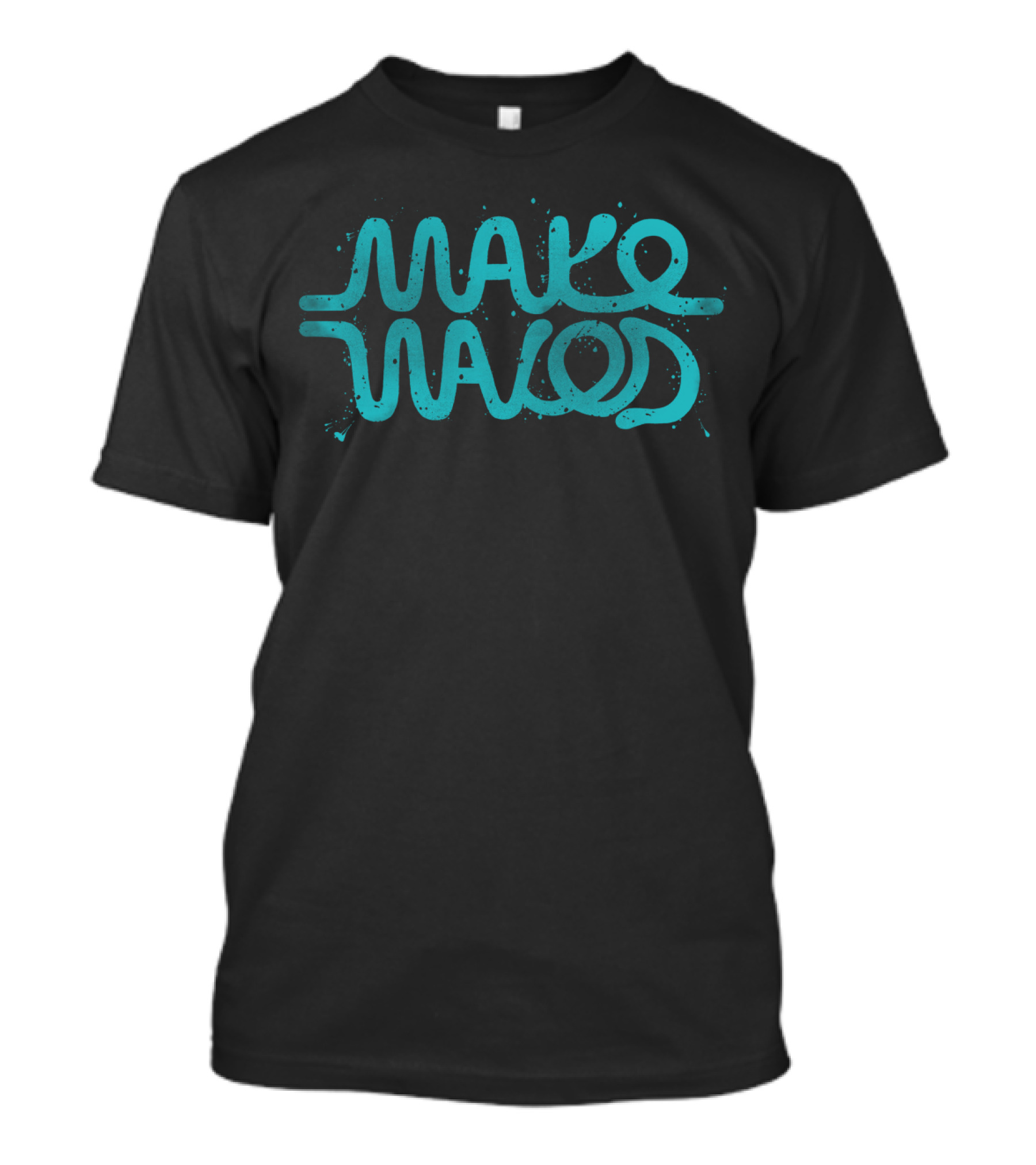 Make Waves Distorted Reflection Aqua Typography T-Shirt