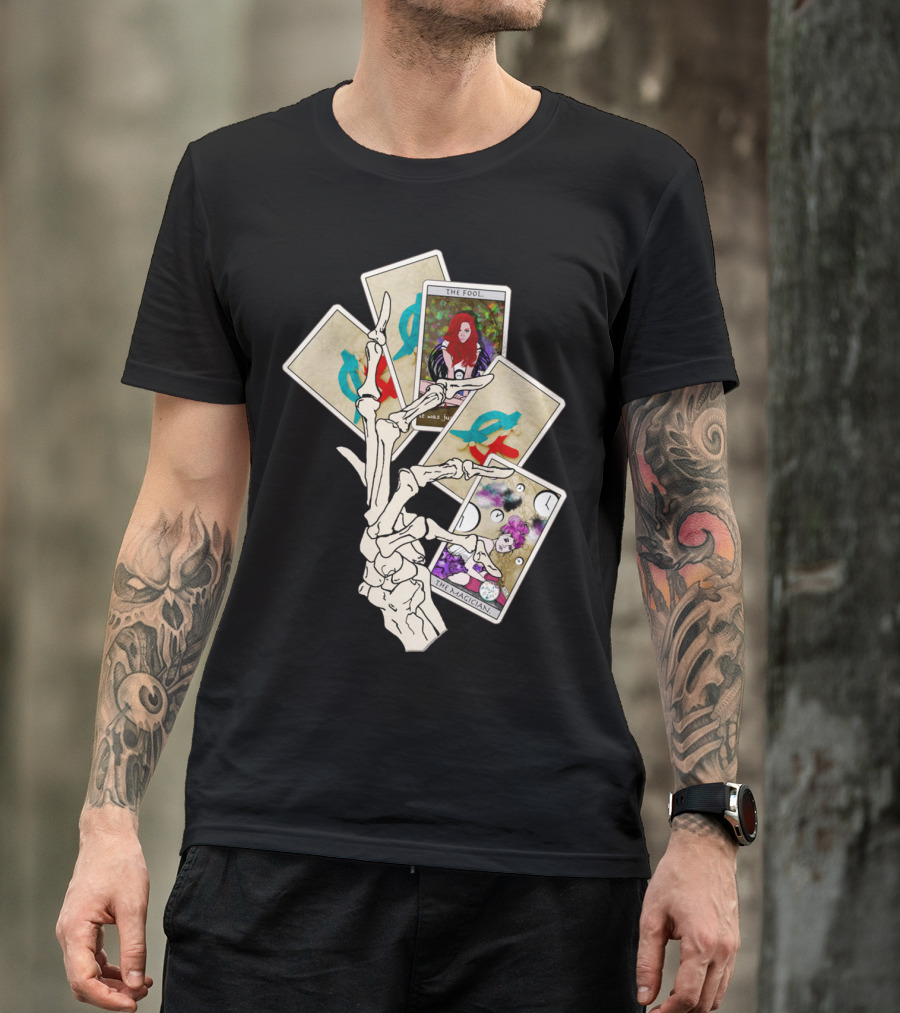 The Fool The Magician Tarot Cards Skeleton Hand Make Your Own Luck T-Shirt