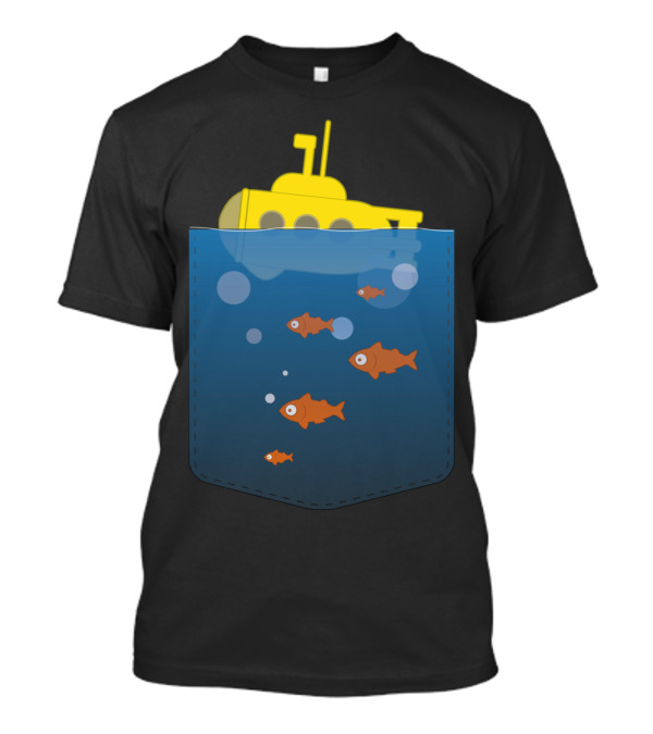 Yellow Submarine With Fish In Pocket T-Shirt