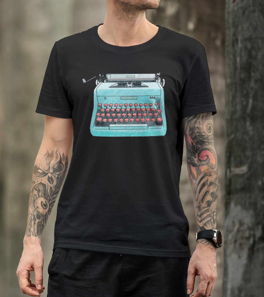 Blue Retro Typewriter With Red Keys T-Shirt