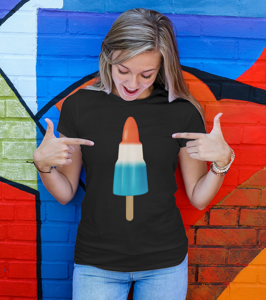 Rocket Popsicle Red White Blue Ice Cream T-Shirt