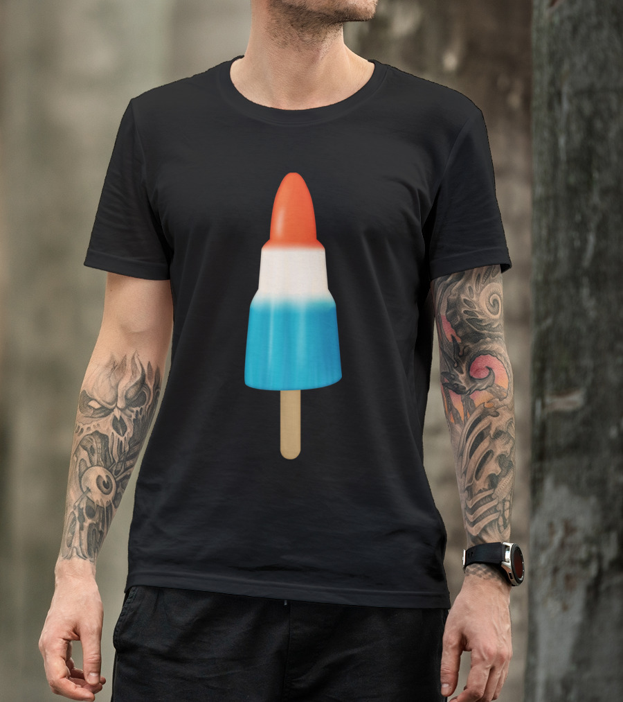Rocket Popsicle Red White Blue Ice Cream T-Shirt