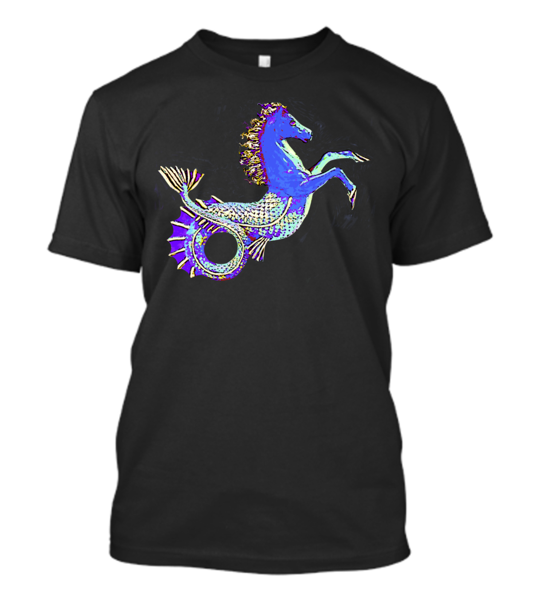 Blue Sea Horse Mystical Nautical Creature T-Shirt