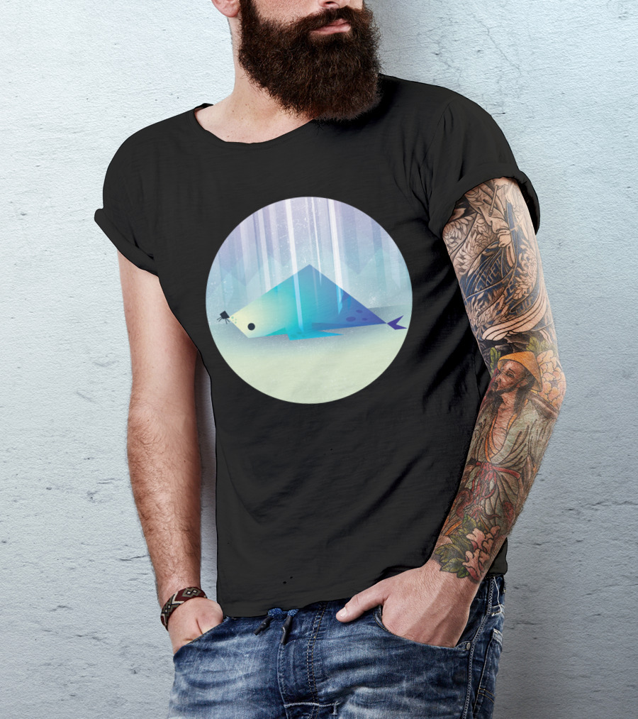 Blue Geometric Seal In Northern Lights Circle T-Shirt