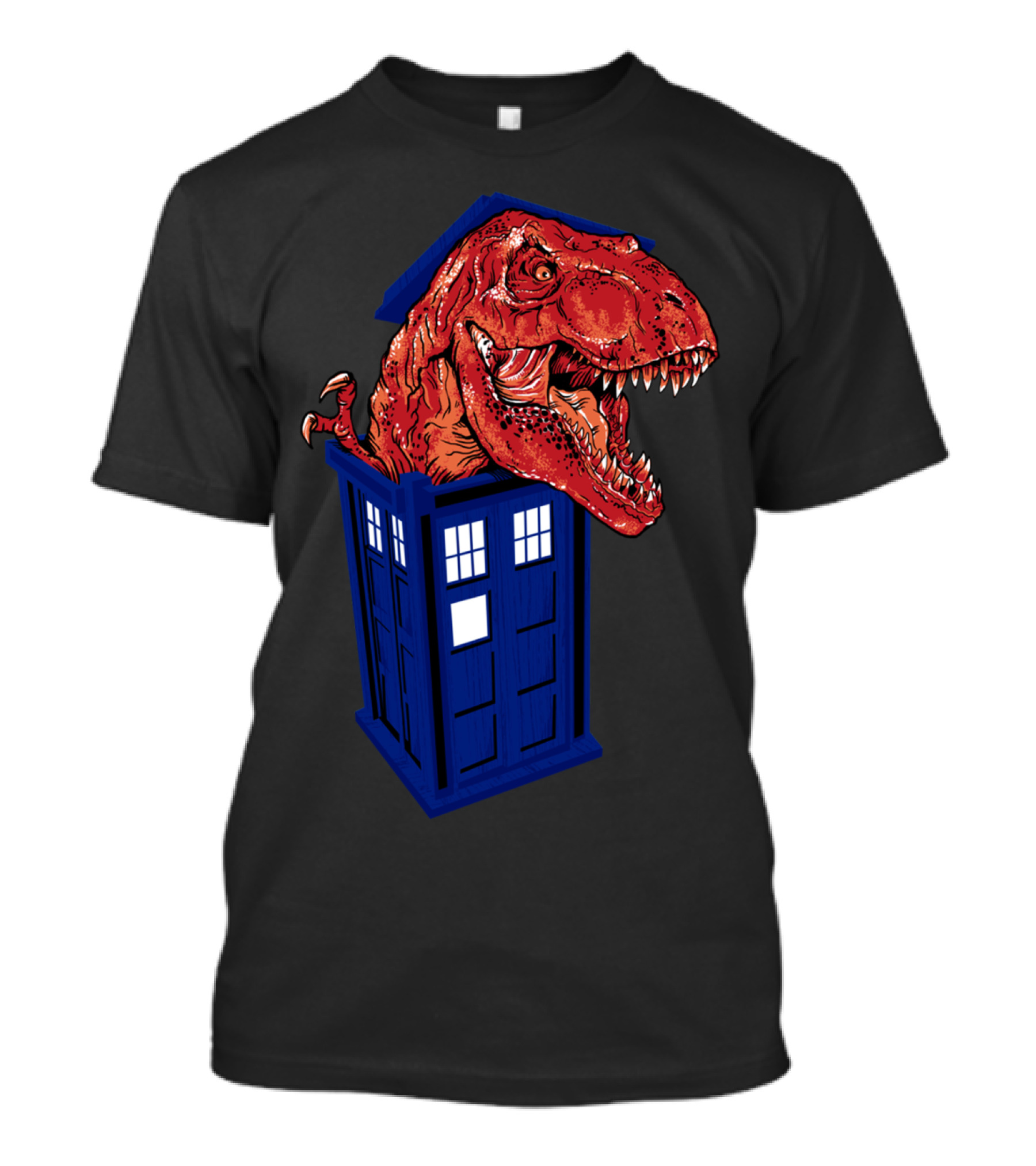 Tyrannosaurus Rex Inside Iconic Blue Police Box Adventure T-Shirt
