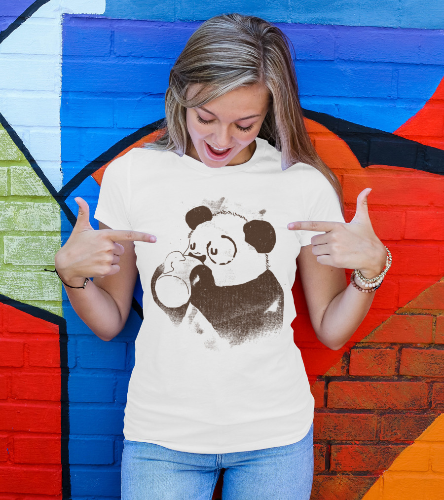 Eye Circle Sleepy Panda With Coffee T-Shirt