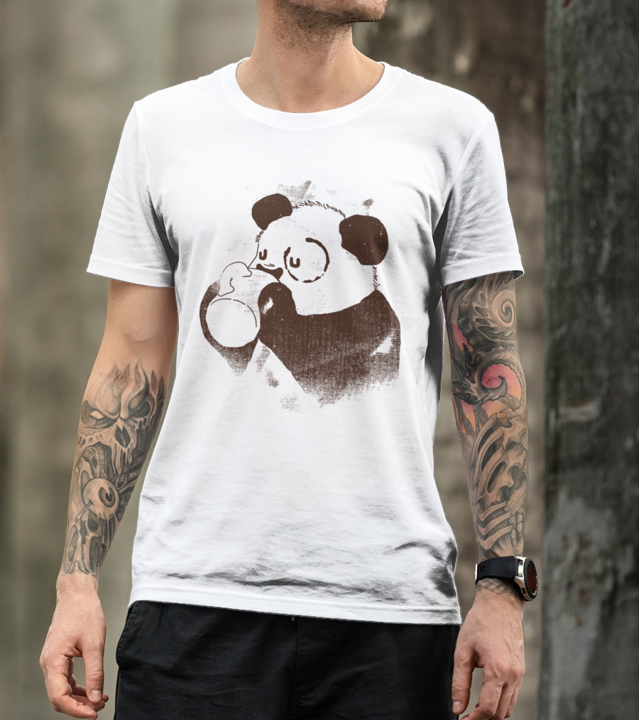 Eye Circle Sleepy Panda With Coffee T-Shirt