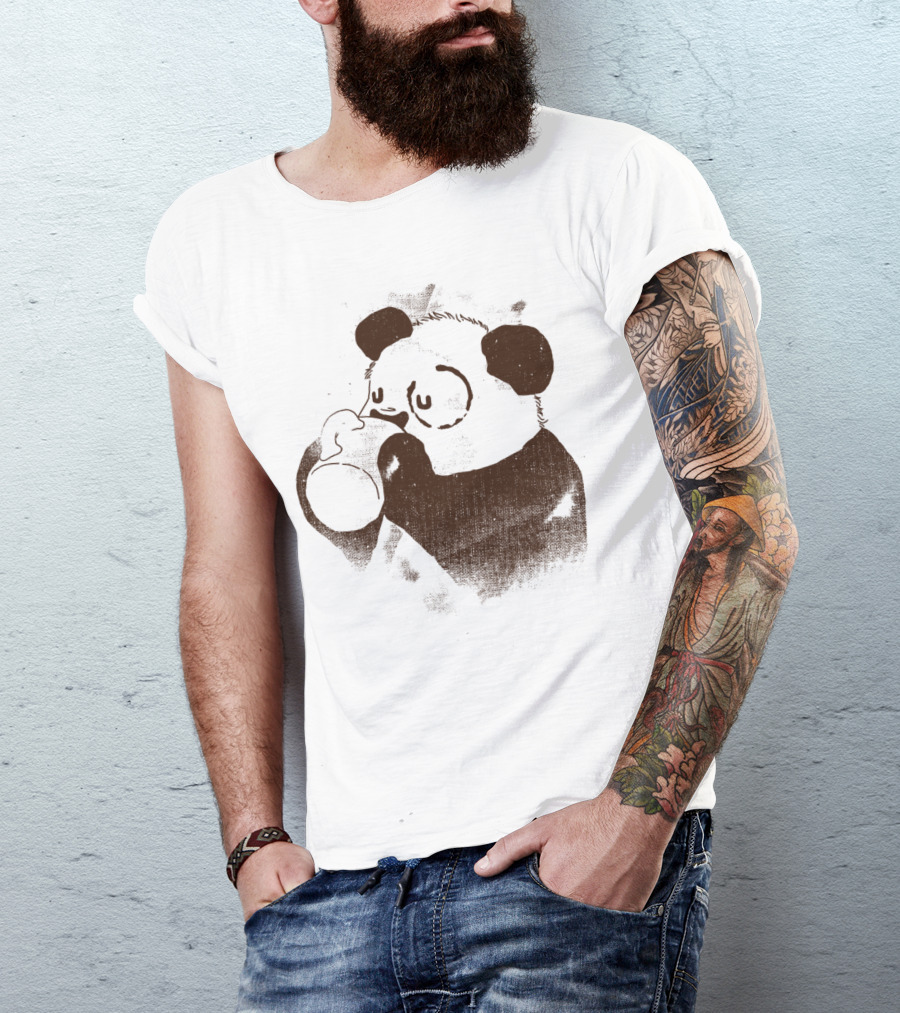 Eye Circle Sleepy Panda With Coffee T-Shirt