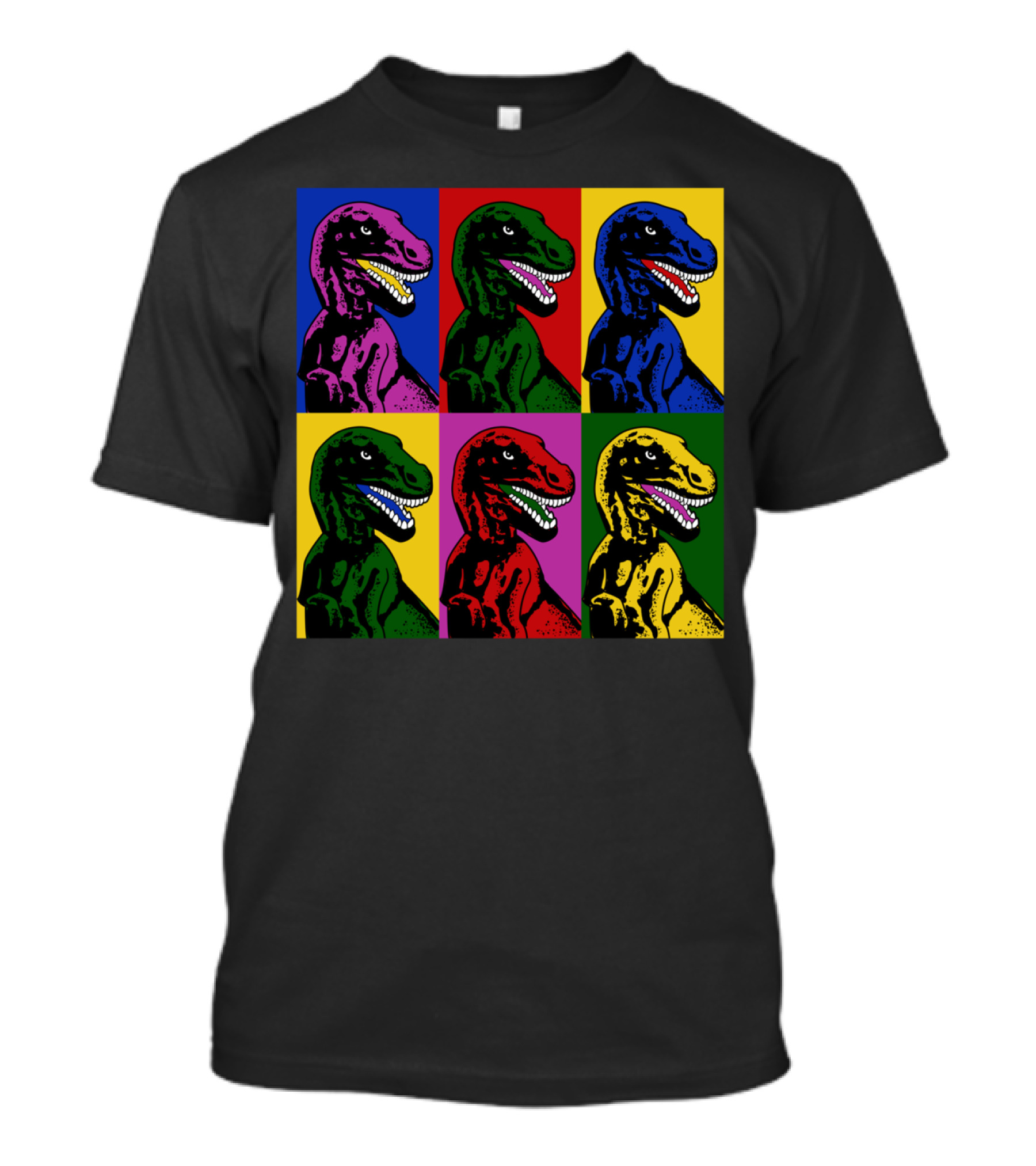 Dinosaur Pop Art Andy Warhol Style Multicolor T-Rex Blocks T-Shirt