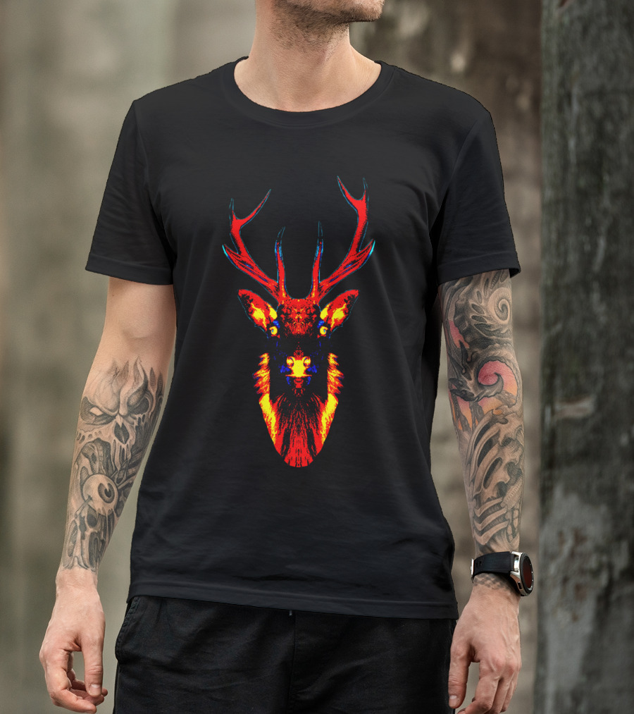 Eye Contact Stag Psychedelic Neon T-Shirt