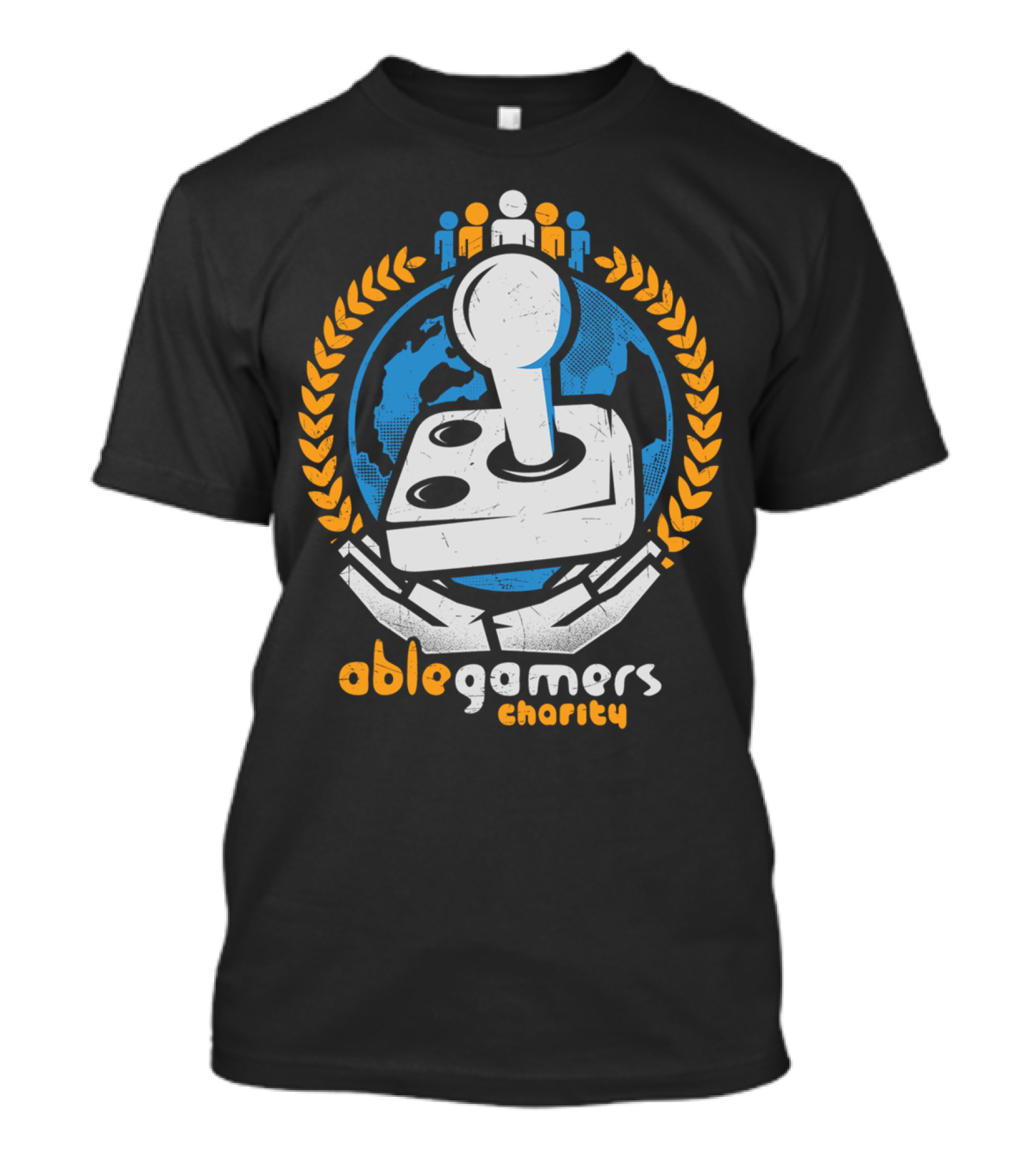 Able Gamers Charity Joystick Emblem With Laurel And Diverse Figures T-Shirt