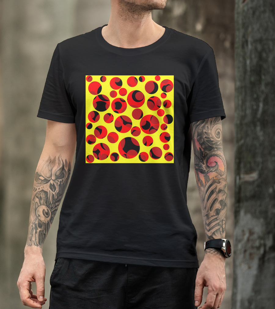 Swiss Cheese Red And Black Circular T-Shirt