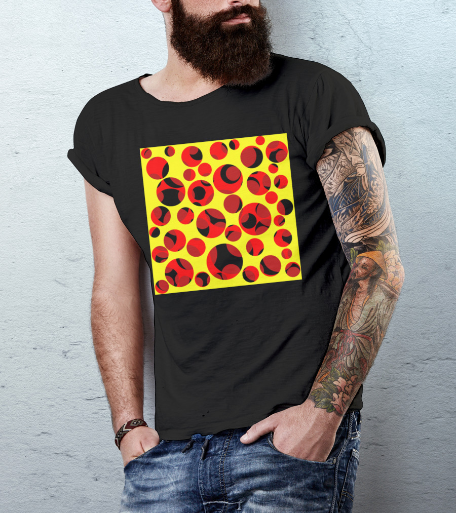 Swiss Cheese Red And Black Circular T-Shirt