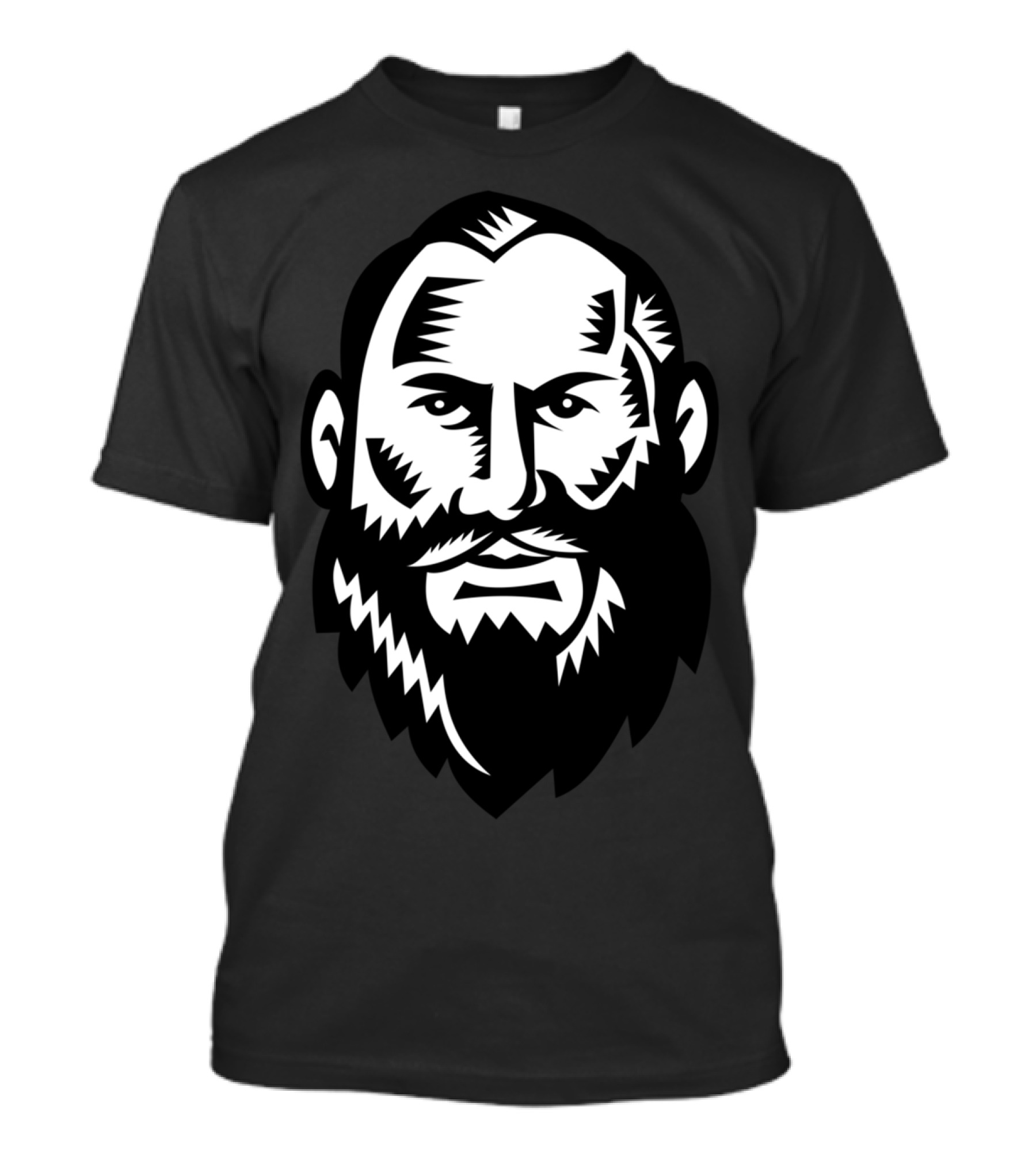 Male Big Beard Woodcut Style Iconic Facial Hair T-Shirt