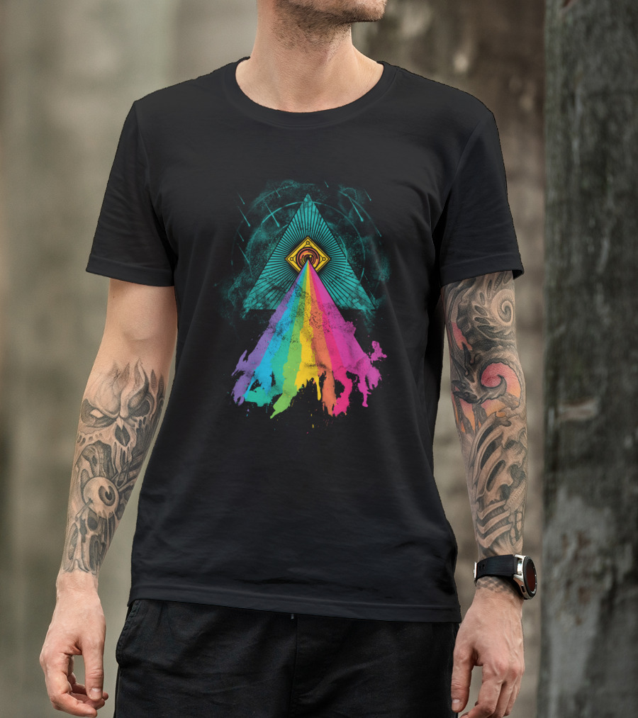 Eye Of Prism Rainbow Vision Triangle Burst T-Shirt