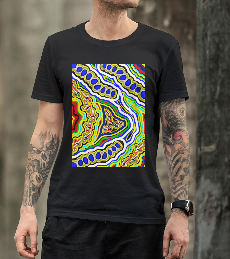 Aboriginal Art Authentic Emu Dream Vibrant Tribal T-Shirt