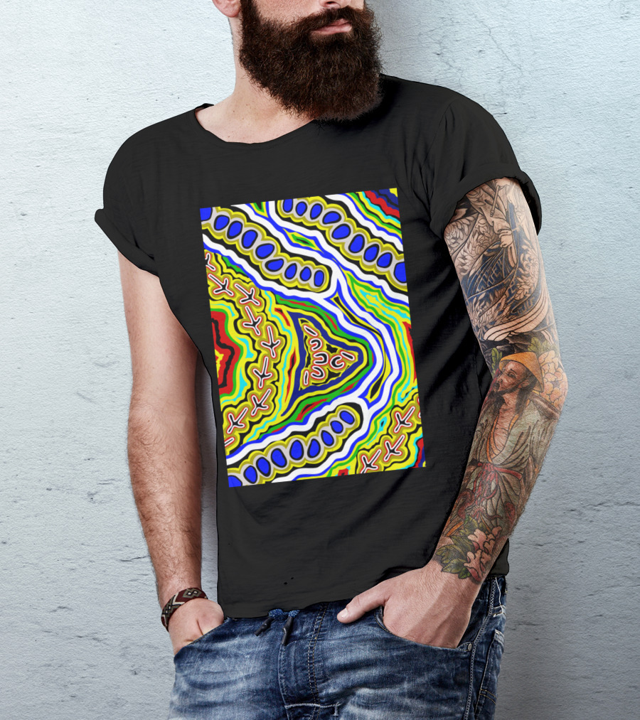 Aboriginal Art Authentic Emu Dream Vibrant Tribal T-Shirt