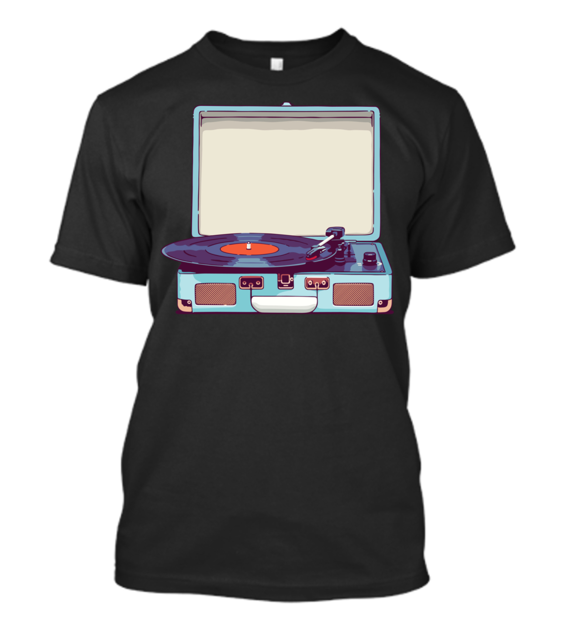 Blue Vintage Suitcase Vinyl Record Player T-Shirt