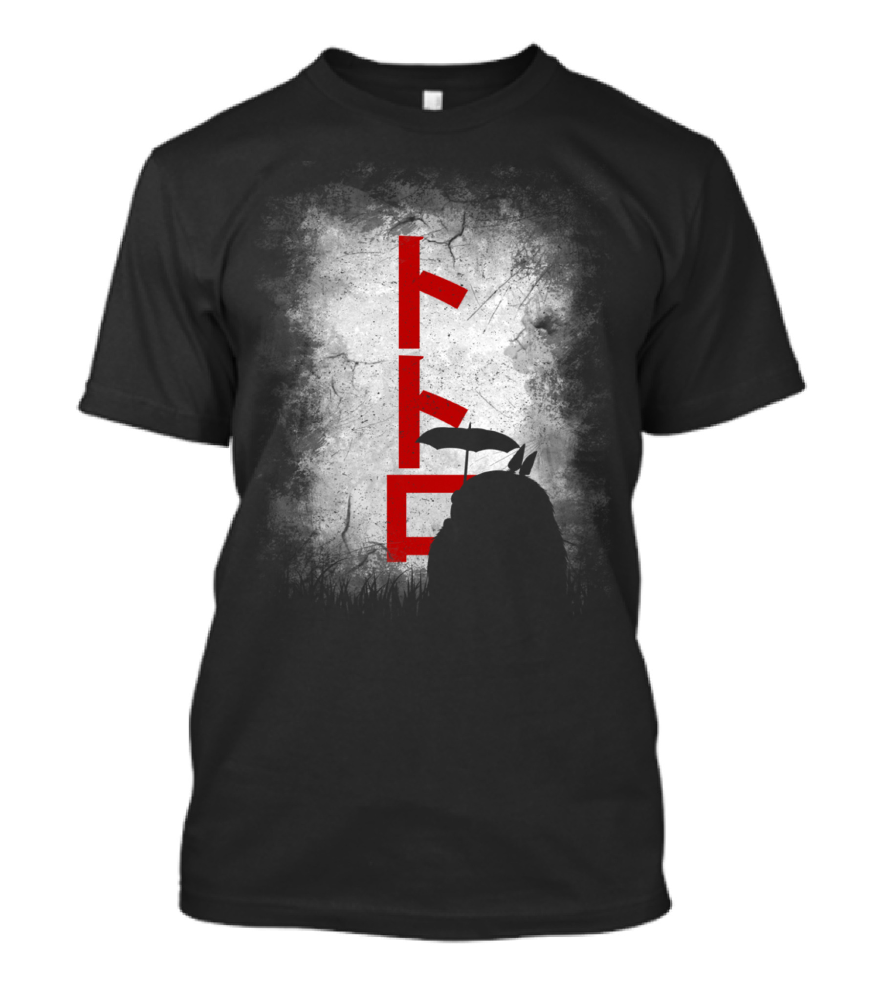 Dirty Wall Forest Spirit Kanji Totoro Umbrella T-Shirt