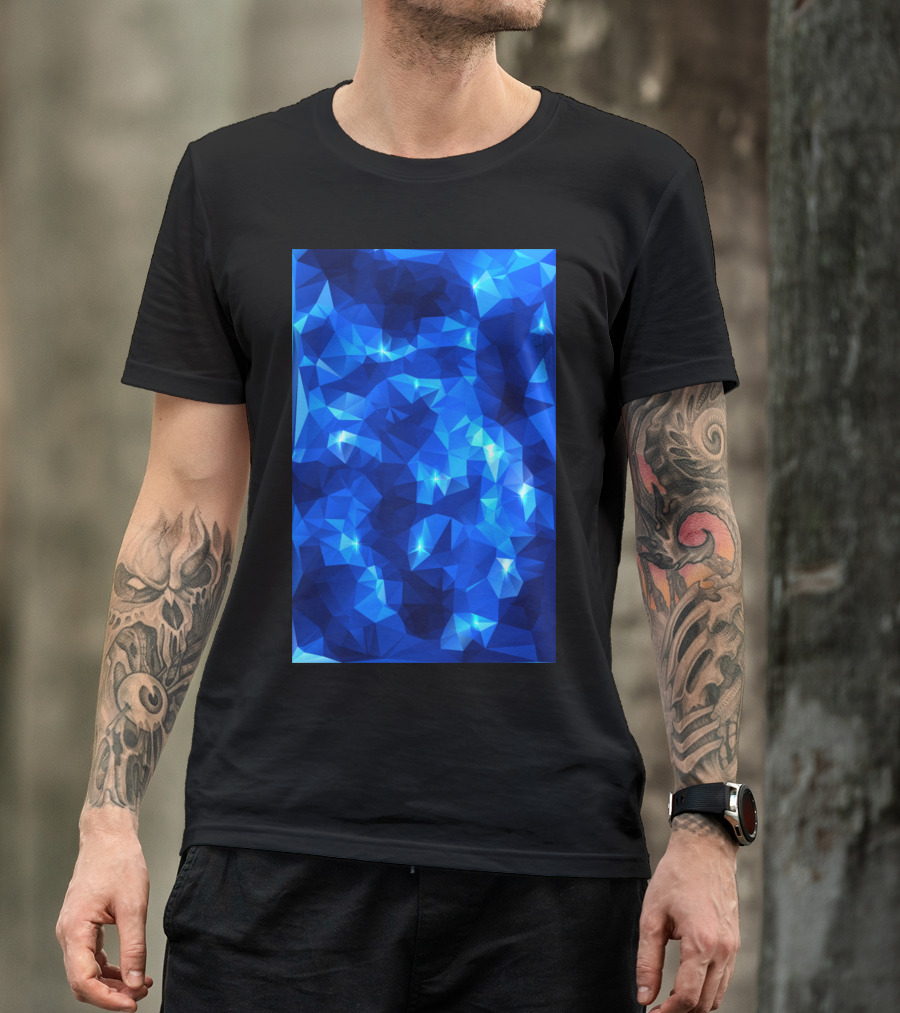 Blue Water Sparkling Low Poly Geometric T-Shirt