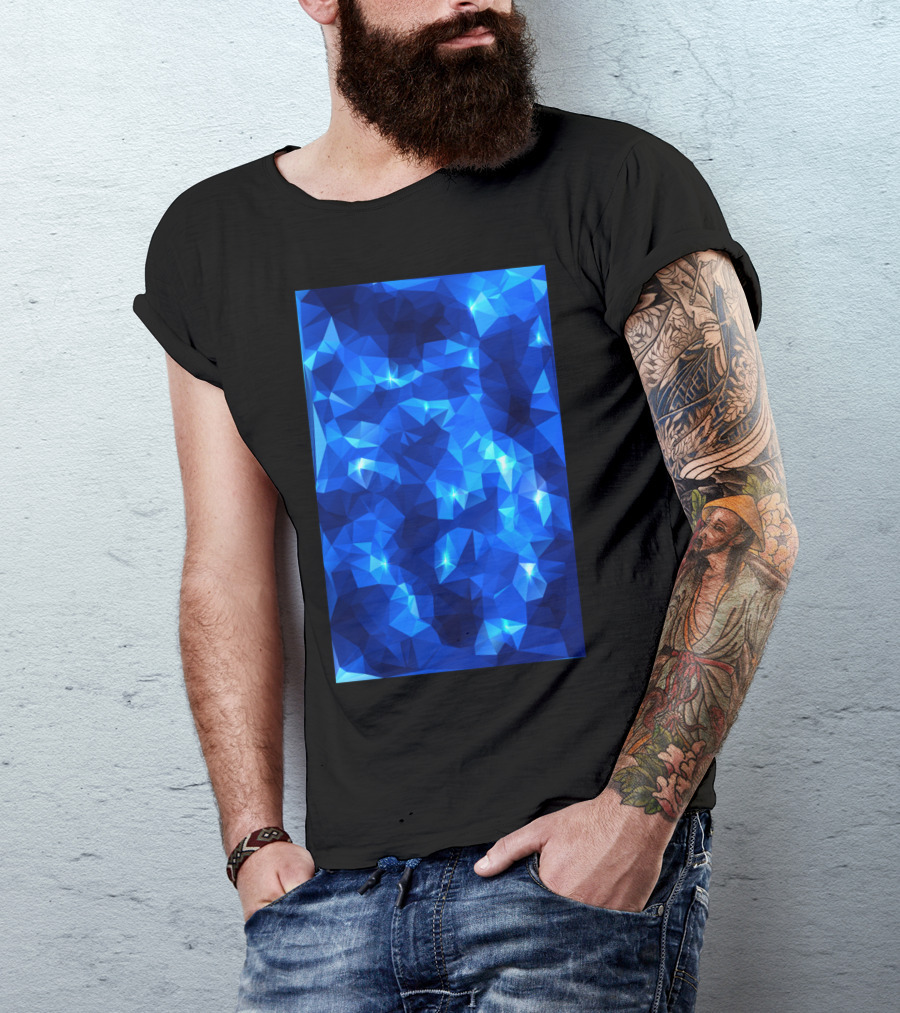 Blue Water Sparkling Low Poly Geometric T-Shirt