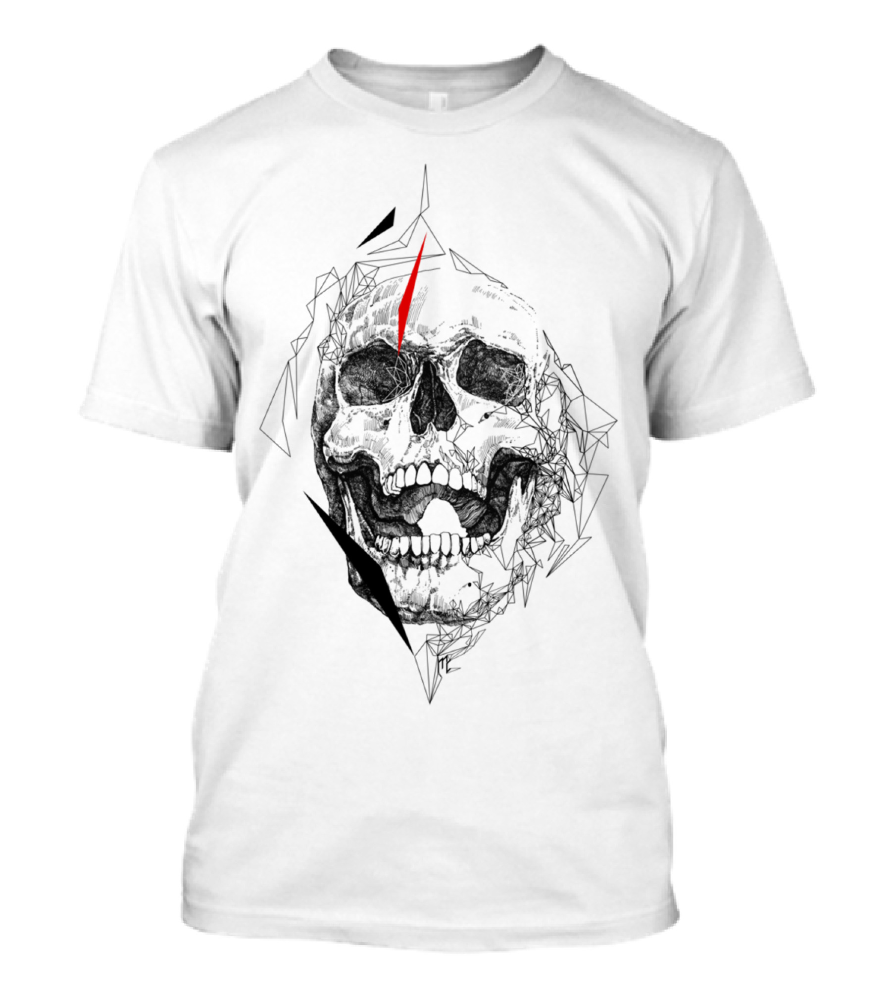 Disappearing Skull Fragmented Red Detail T-Shirt