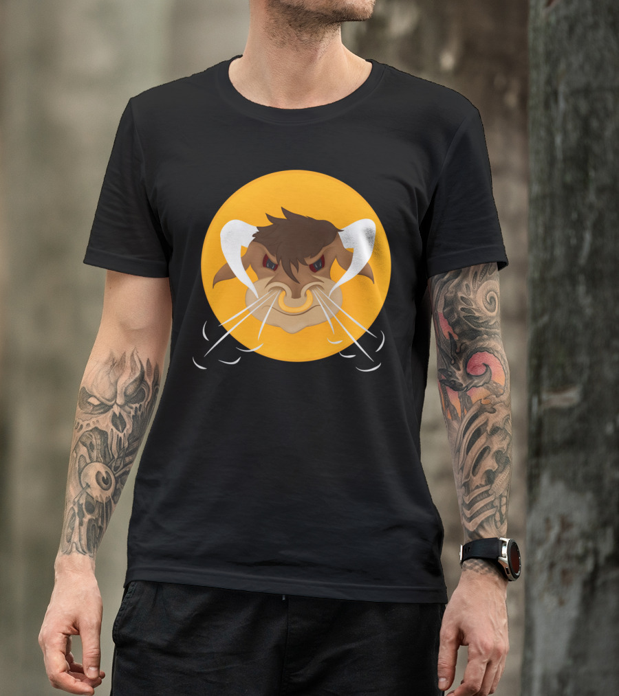 Be Brave Angry Bull In Yellow Circle T-Shirt