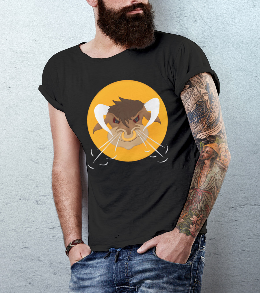 Be Brave Angry Bull In Yellow Circle T-Shirt