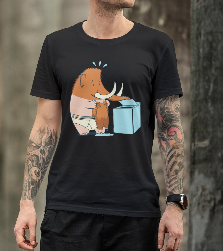 Mammoth Mistake Laundry Mishap In Underwear With Washing Machine T-Shirt