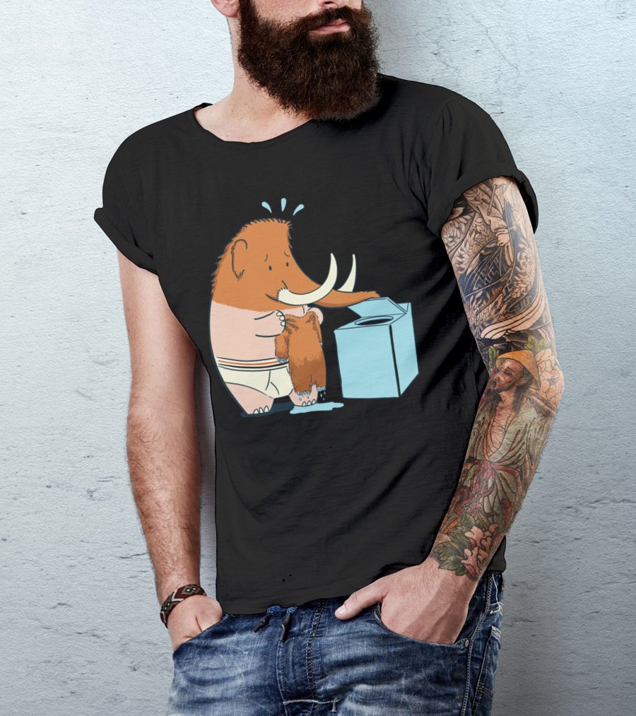 Mammoth Mistake Laundry Mishap In Underwear With Washing Machine T-Shirt